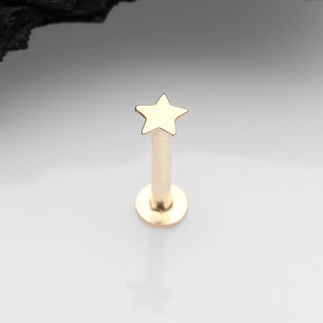 Detail View 1 of 14 Karat Gold OneFit Threadless Flat Star Top Flat Back Stud Labret